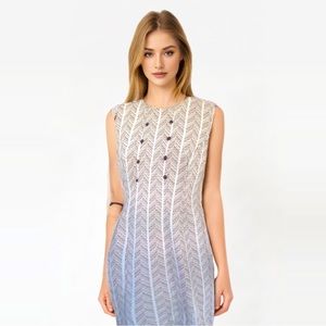 Chevron Polyester Sleeveless Vintage Dress L